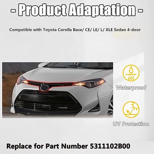 Miniatura 3 de KUAFU Rejilla de parachoques delantero superior compatible con Toyota Corolla BaseCELELXLE Sedan 4 puertas de repuesto para Toyota Corolla 2017-2019