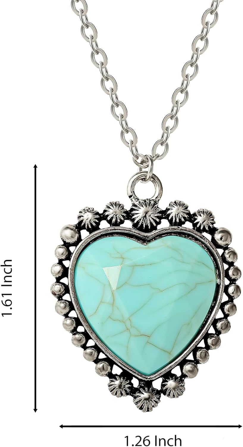 Jessica Simpson Heart Necklace for Women, 20"+2" Pendant Necklace with Turquoise Heart, Valentines Gifts for Her - Image 4