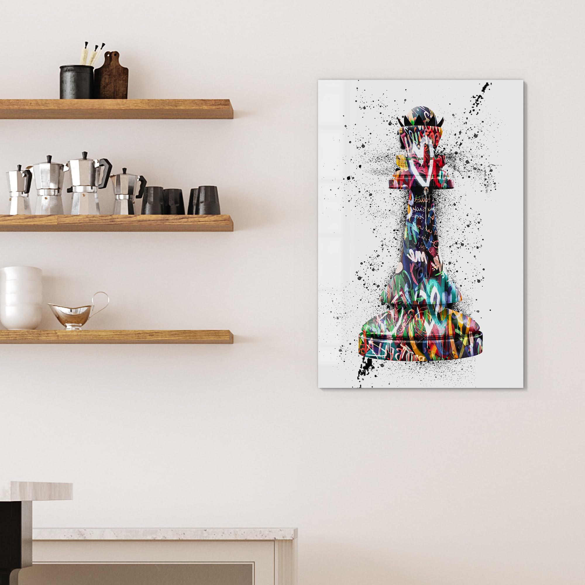 DEQOART Lavagna magnetica in vetro | 60 x 90 cm | motivo "Urbane Identitätskunst" | Lavagna magnetica con magneti, penna e panno per cucina e ufficio, lavagna magnetica e scrivibile