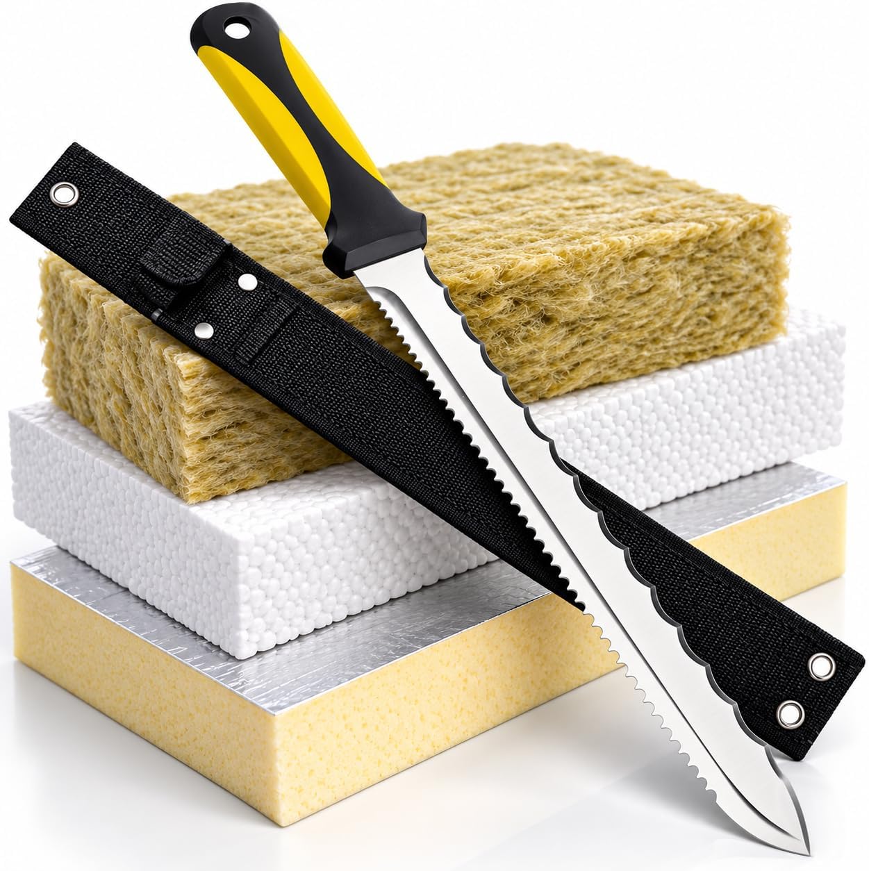 Insulation Board Tool with Scabbard, Foam, Wool Cutting Tool, 420mm, Stainless Steel Saw (YHSC)