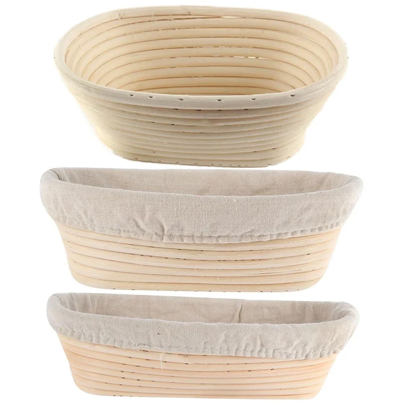Cestas ovaladas largas for fermentación de masa pan, cesta mimbre for fermentada con forro interior Para Hornear Pan(L)