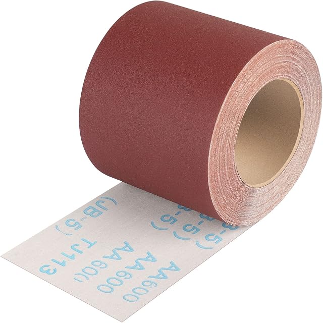Shineboc Sandpaper Roll, 93mm x 10m Wet Sanding Cloth-Based Emery Cloth Sanding Rolls, Wear Resistant Sanding Sheet Rolls for Wood Metal Stainless Steel Hand Sanders (600 Grit)