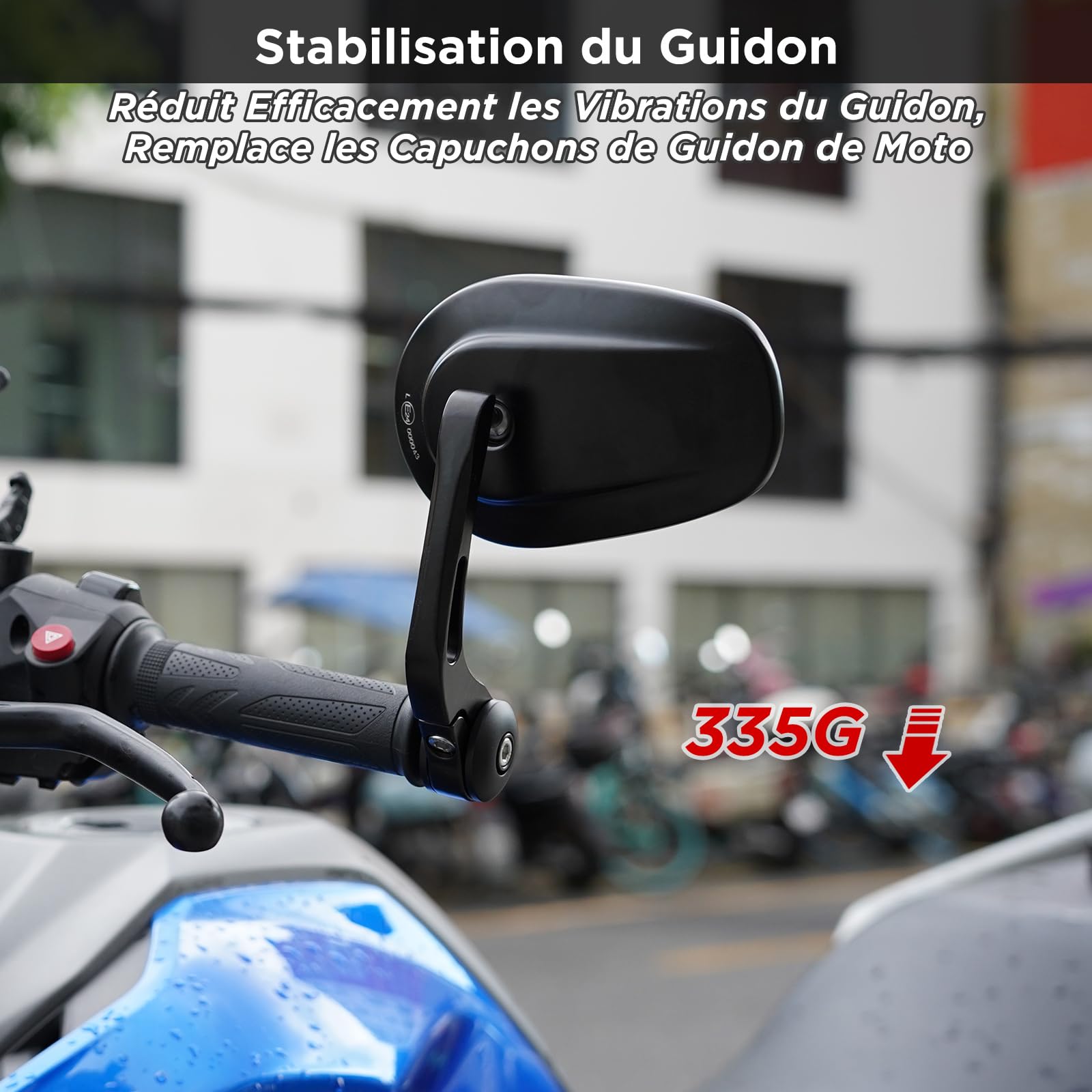 evermotor Rétroviseur universel de moto, rétroviseur d'extrémité de guidon homologué E, miroir de moto pivotant à 360°, pour quad scooter ATV Scooter, 2 pièces