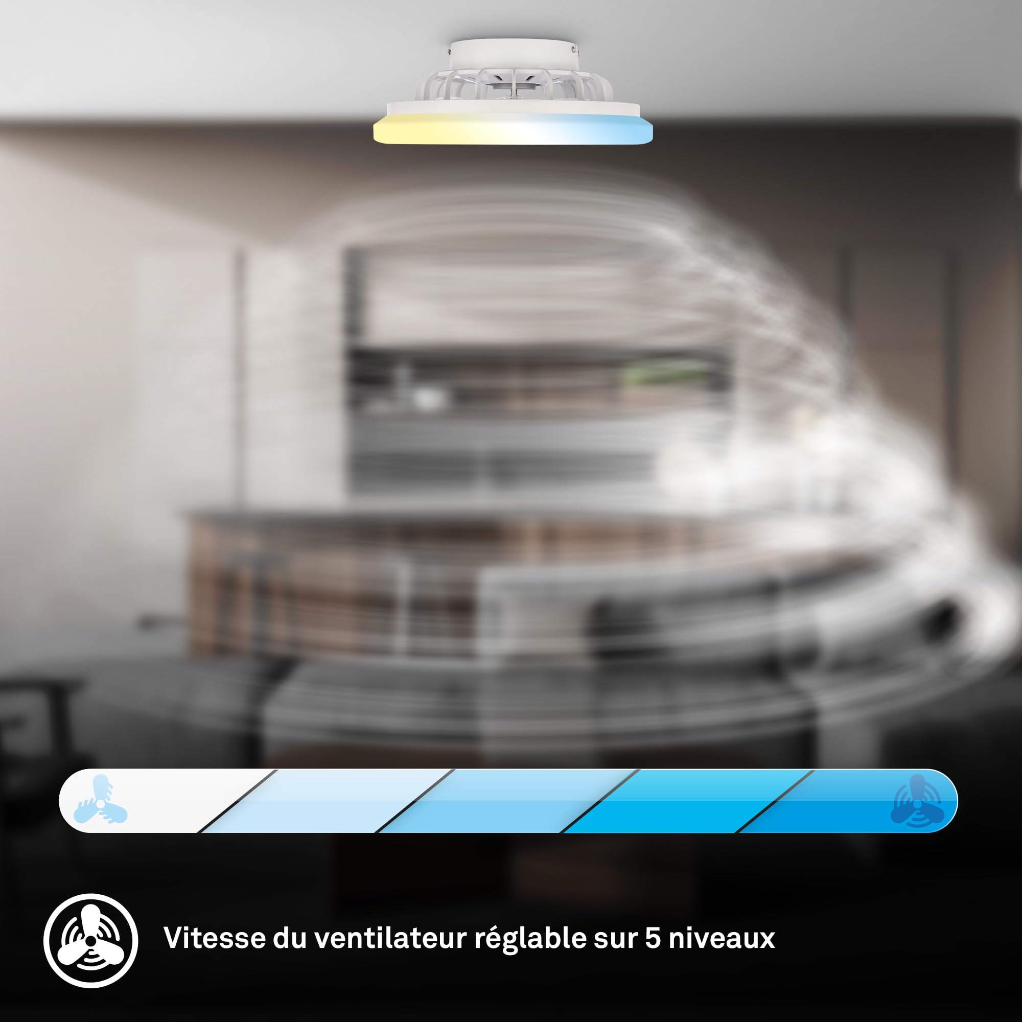 Plafonnier ventilateur de plafond LED BRILONER avec télécommande, moteur DC silencieux 5 vitesses, CCT et intensité réglable, 38 cm, blanc