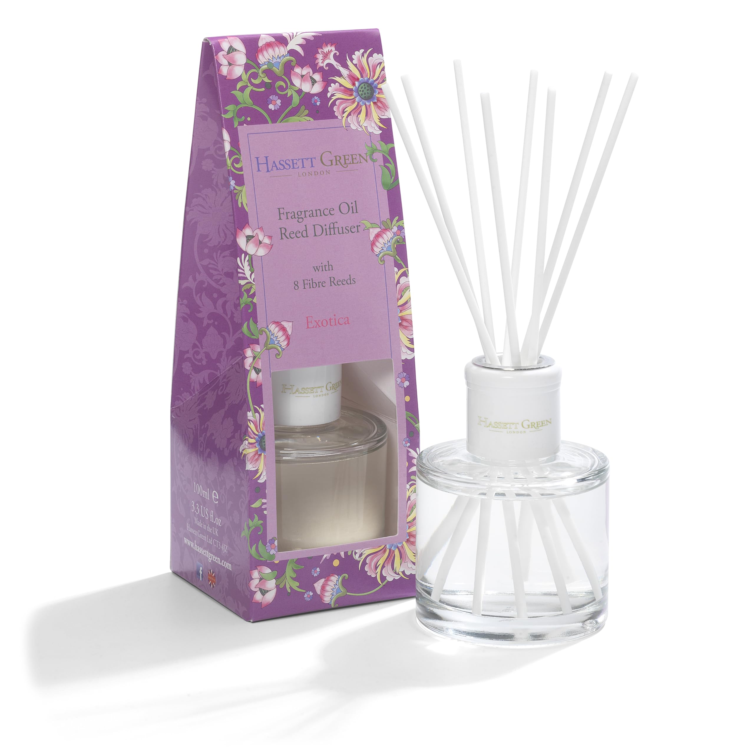 Fragrance Oil Reed Diffuser - 100ml Glass Bottle with 8 Fibre Reeds - Exotica