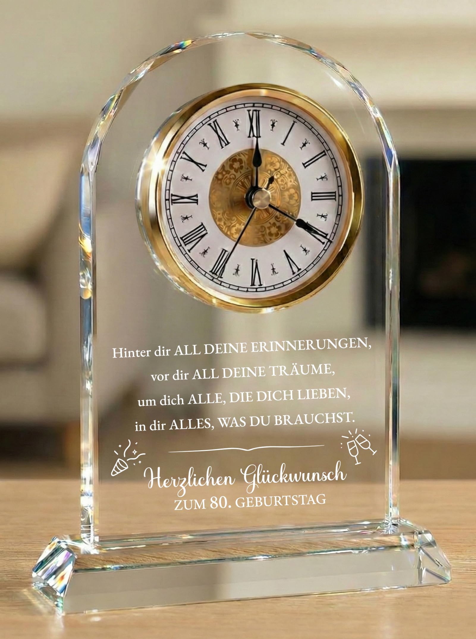 Geschenk 80. Geburtstag Frauen & Männer Jahrgang 1946 – Tischuhr mit Spruch – Geschenkidee für Mama Papa Oma Opa Ehemann Ehefrau & Freunde – Deko & Erinnerung 80 Jahre (In Geschenkbox mit Karte)