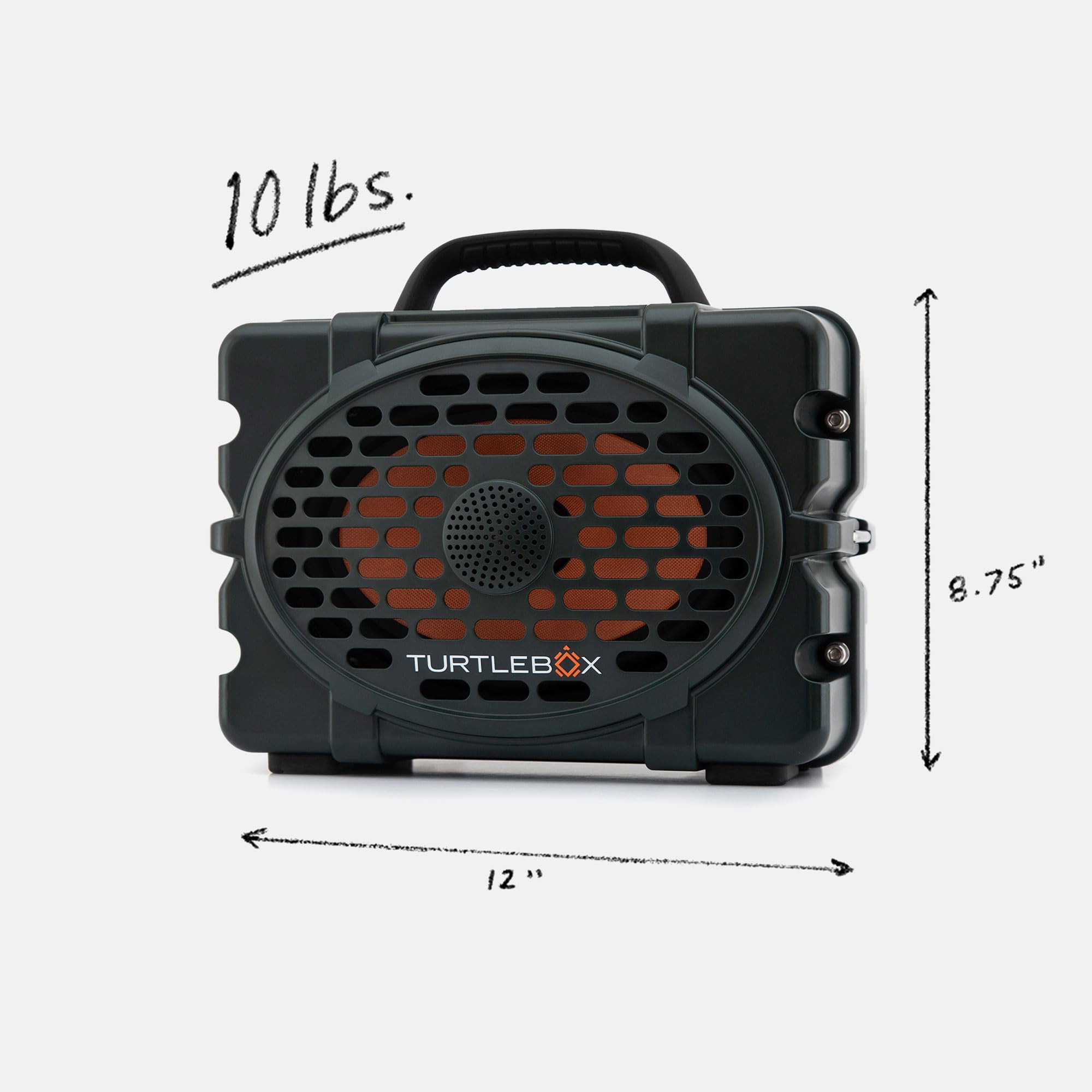 Turtlebox Original Gen 3 : Enceinte Bluetooth portable d'extérieur – Ultra-fort (120 dB), étanche (IP67), robuste, résistant aux chocs, batterie de 3 jours | Mode fête : stéréo illimité, vert/orange