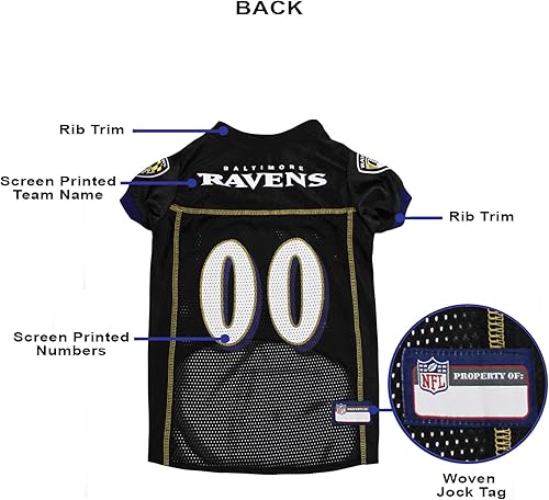 Miniatura 4 de Camiseta para perro de los Baltimore Ravens de la NFL, talla: XXL, el mejor atuendo de camiseta de fútbol americano para perros o gatos, camiseta