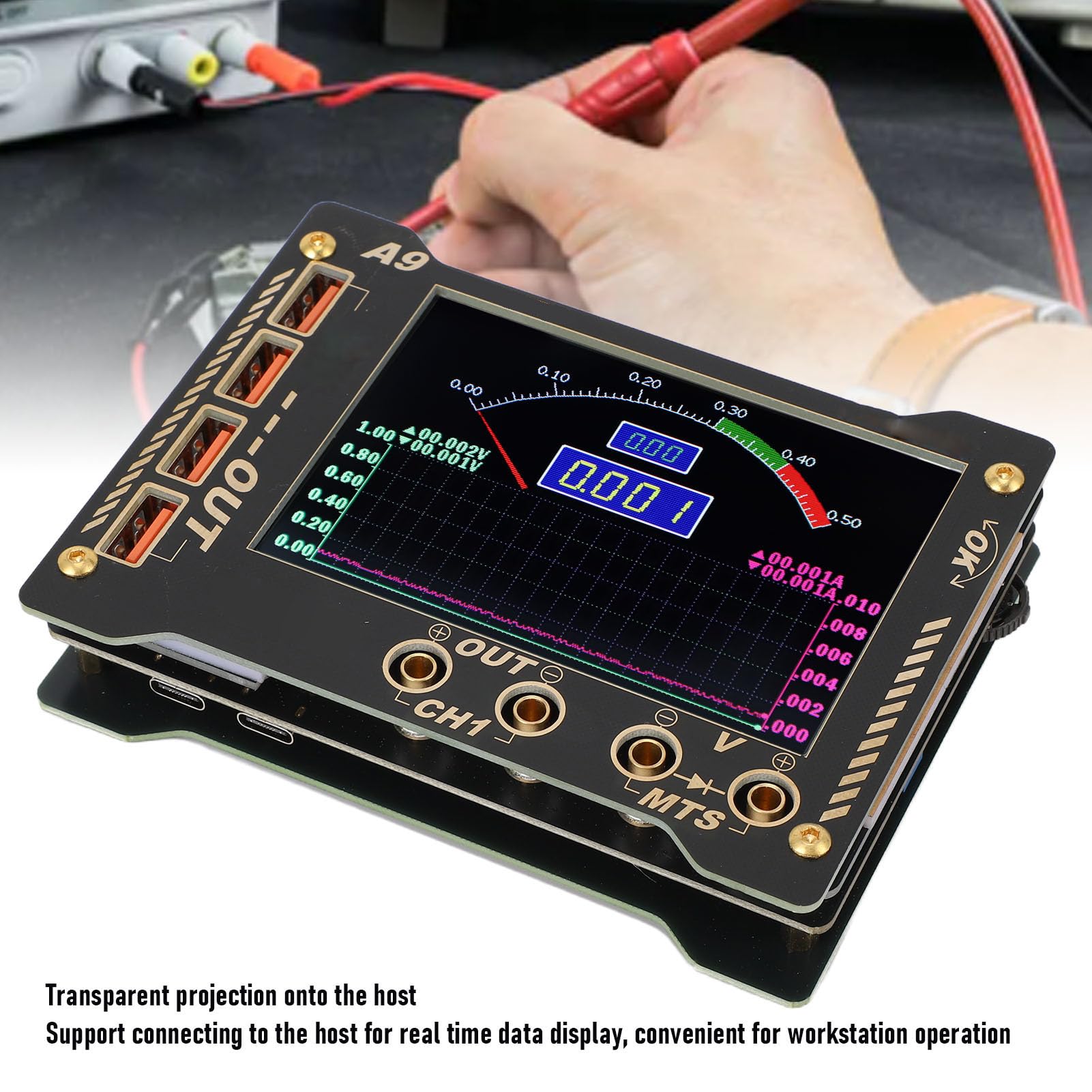 Fafeicy Mesureur de Forme D'onde Numérique 0-36 V 8 A avec écran 4 Pouces et de Données en Temps Réel pour les Tests et Diagnostics Dynamiques de Tension et de courant.