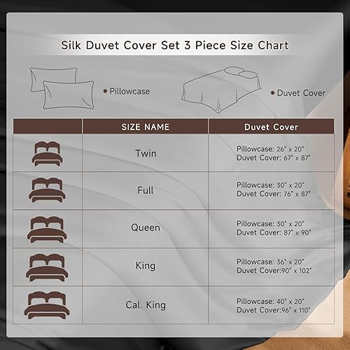 Miniatura 8 de THXSILK Juego de funda de edredón 100% seda de morera pura, 3 piezas, sábanas de seda suave de lujo grado 6A+ para cabello y piel, 1 pieza de