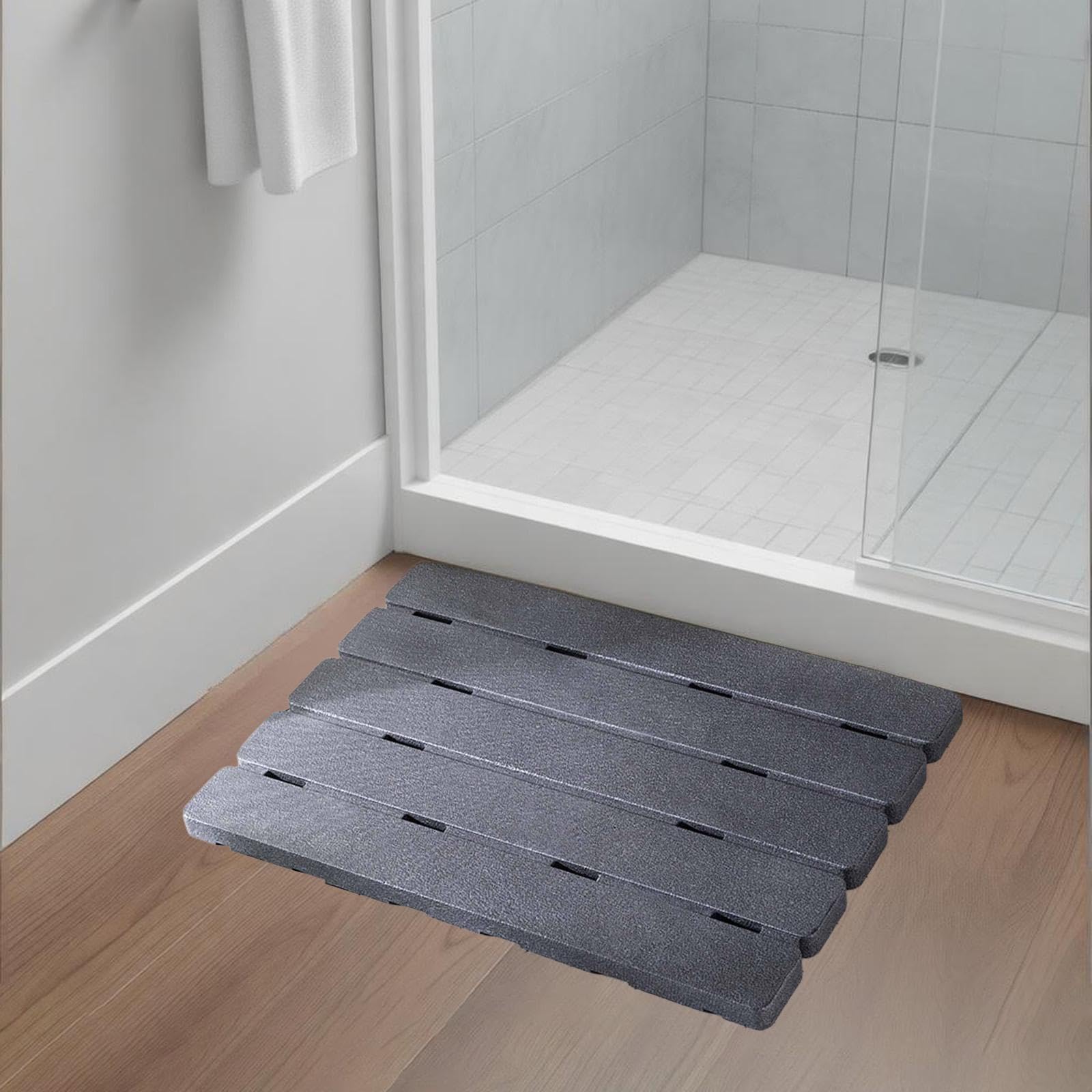 Homyl Tappeto Termico Antiscivolo Tappetino da Bagno Massaggiante Lavabile Adatto per Genitori Anziani Uso Quotidiano Bagno Casa Hotel, Grigio