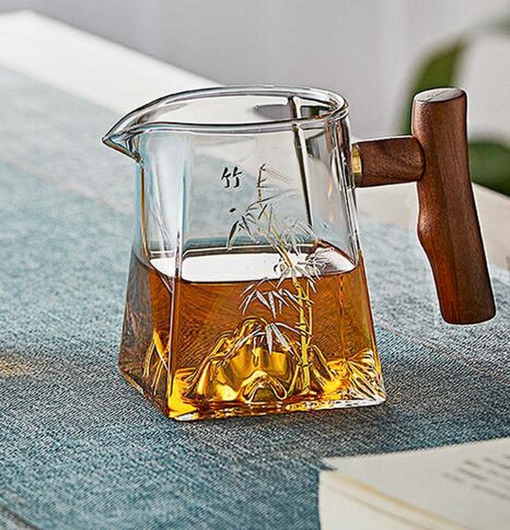 350ml chińska kreatywna szklana filiżanka do herbaty z drewnianym uchwytem Cha Hai Fair Cup do zestawu do herbaty Kung Fu