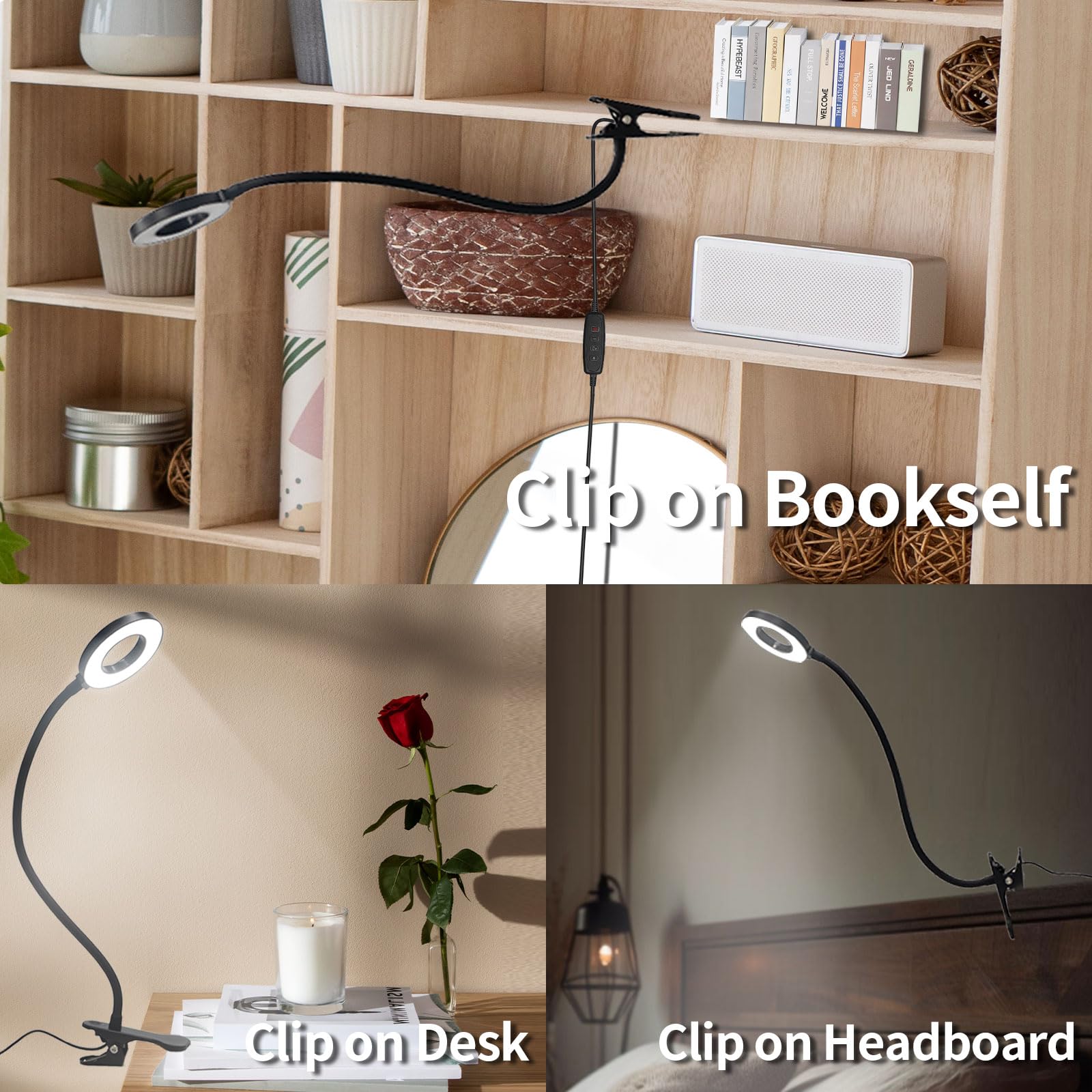 Lampada Da Scrivania IZELL 77 LED - 40cm Con Pinza, 3 Colori E 10 Luminosità, USB, Flessibile Per Lettura - Foto 10