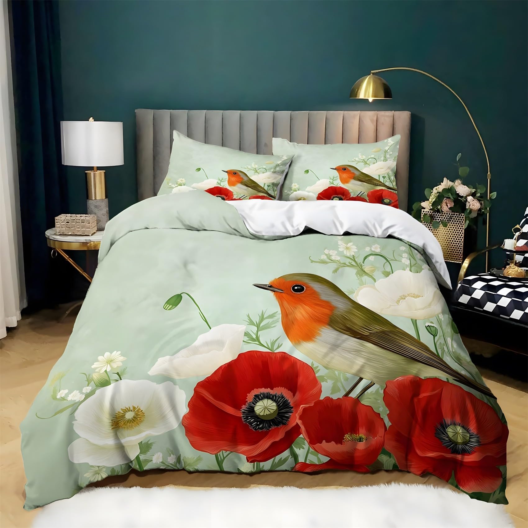 Housse de couette 90x190 enfant vert microfibre doux avec taies