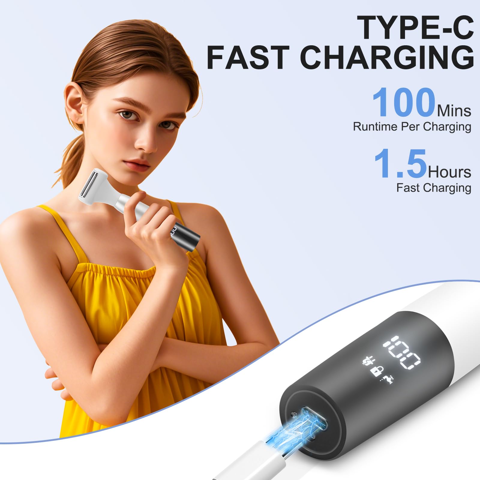 Recortadora de bikini 5 en 1 para mujer, maquinillas de afeitar eléctricas para mujeres, afeitadora eléctrica recargable inalámbrica, IPX7, impermeable, húmedo, seco, removedor de vello corporal para 4