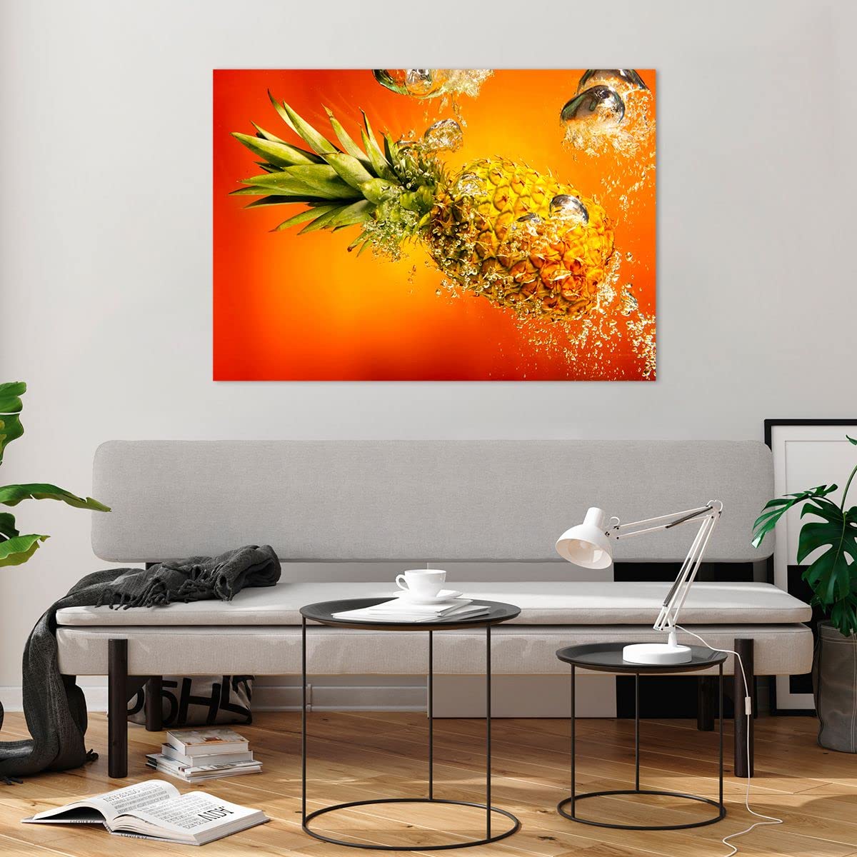 ARTTOR Cuadro Decorativo 100x70cm Moderno Horizontal Cocina - 2209 | caribe Piñas Fruta Cuadro sobre Vidrio Grande Arte mural Dormitorio Cuadros de Pared Impresión en Cristal Glasprint ARTTOR