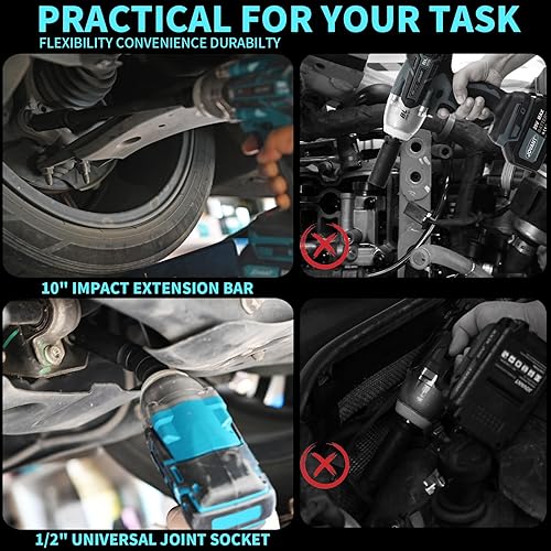 Miniatura 5 de Juego de llave de impacto inalámbrica Jovant, pistola de impacto eléctrica de 20V MAX, llaves de impacto sin escobillas de 737 pies-libras (1000