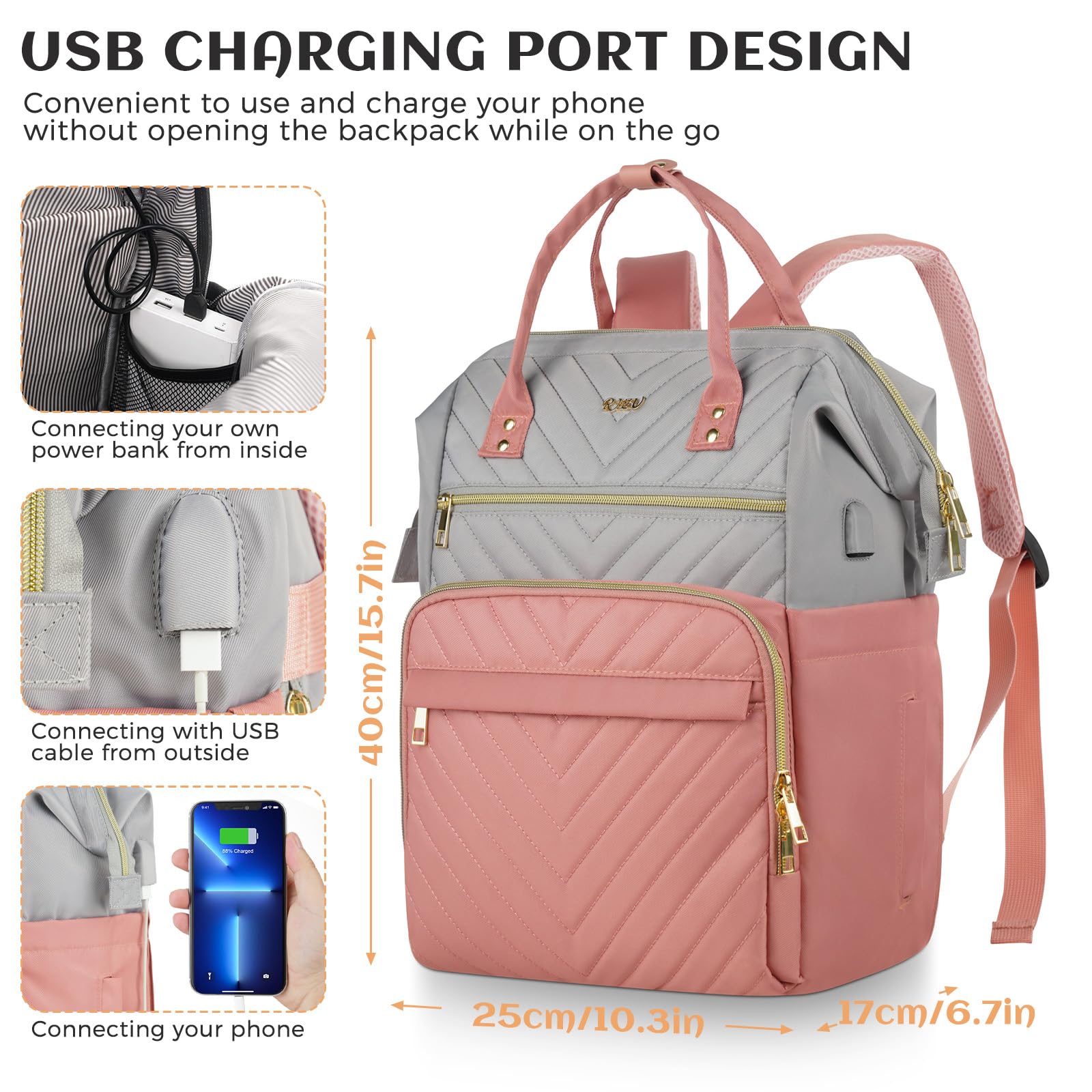 Lekesky laptoprugzak voor dames, 39,62 cm / 15,6 inch laptopvak voor werk, school, universiteit, Zwart, 15.6 Zoll, Casual
