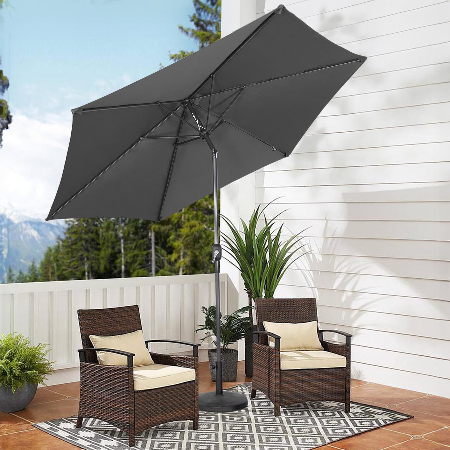 Angel Living Sonnenschirm Ø 300 cm Gartenschirm Marktschirm Terrassenschirm Taupe Rund Sonneschirm Sonnenschutz aus Aluminium und Polyester UV50+ Grau