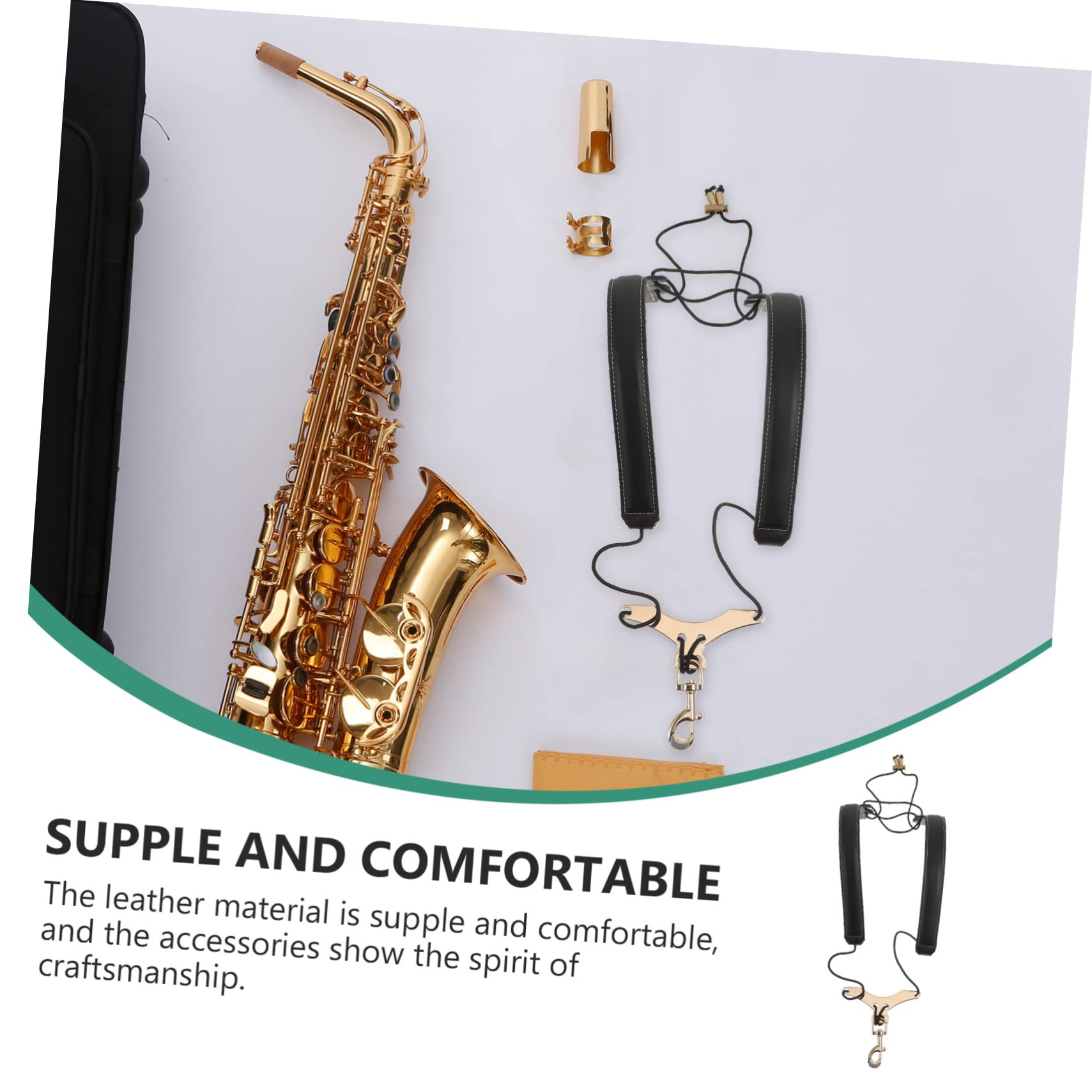 Yardwe Harnais de Saxophone Noir, Bandoulière Réglable pour Saxophone Alto, Ténor et Soprano, Confortable, Soulage la Nuque, Scène