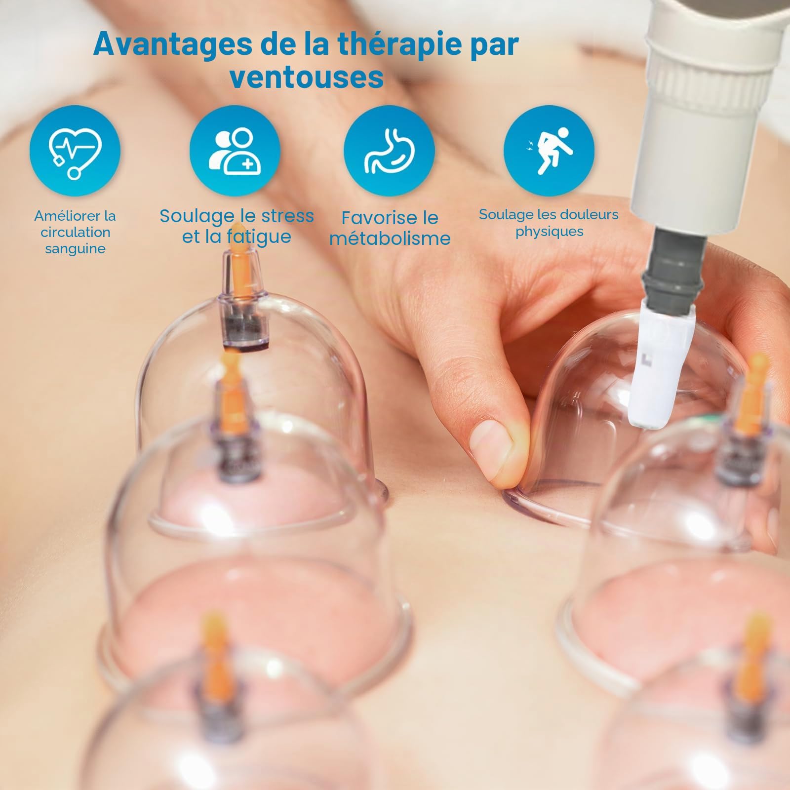 Cupping Therapy Ventouse Chinoise, 32Pcs Ventouses Set pour Visage et Corps, Professionnelles Détendre Muscles, avec des Aimants de Points D'acupression