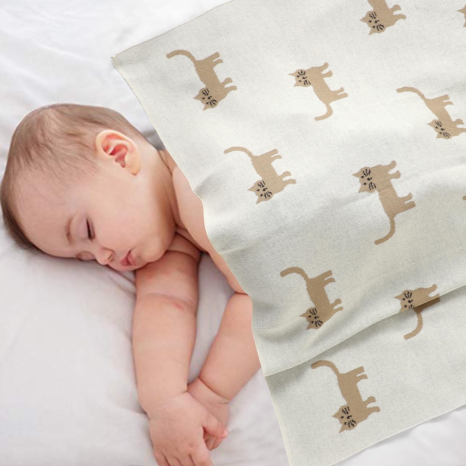 Hadetoto Baby Blanket for Newborn Soft Cozy Knitted Cotton Blankets Baby Essentials Gifts for Newborn Girl Boy 100 x 80cm - Image 2