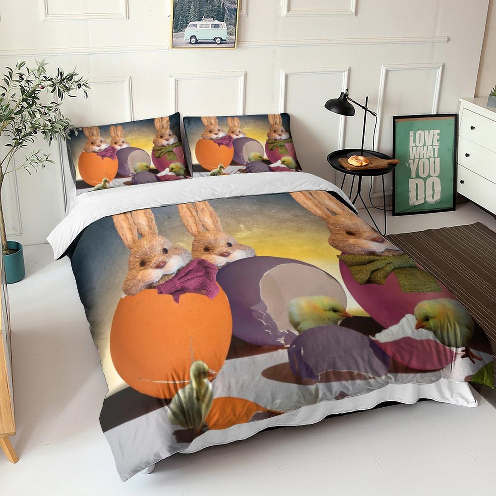Parure de lit Easter Eggs housse de couette 3D 220x240 ensemble de literie King