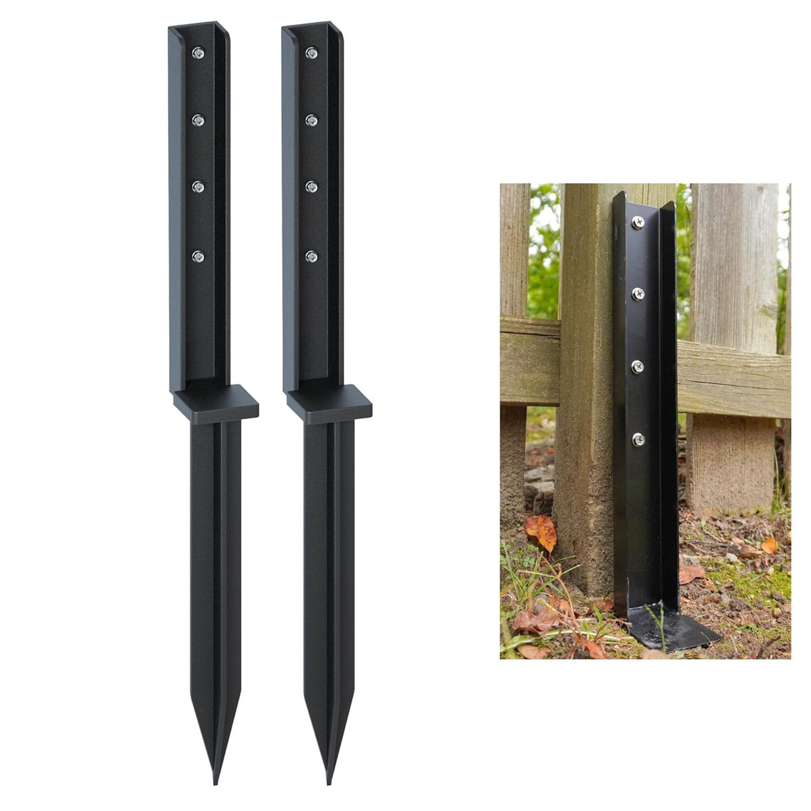 LQSYBHD Heavy Duty 81 CM Fence Post Repair Stakes Fence Post Repair Heavy Duty Fence Post Anchor Post Stake Ground for Deck Porch Mailbox for Tilted Broken Wooden Fence Posts(Size:2pcs)
