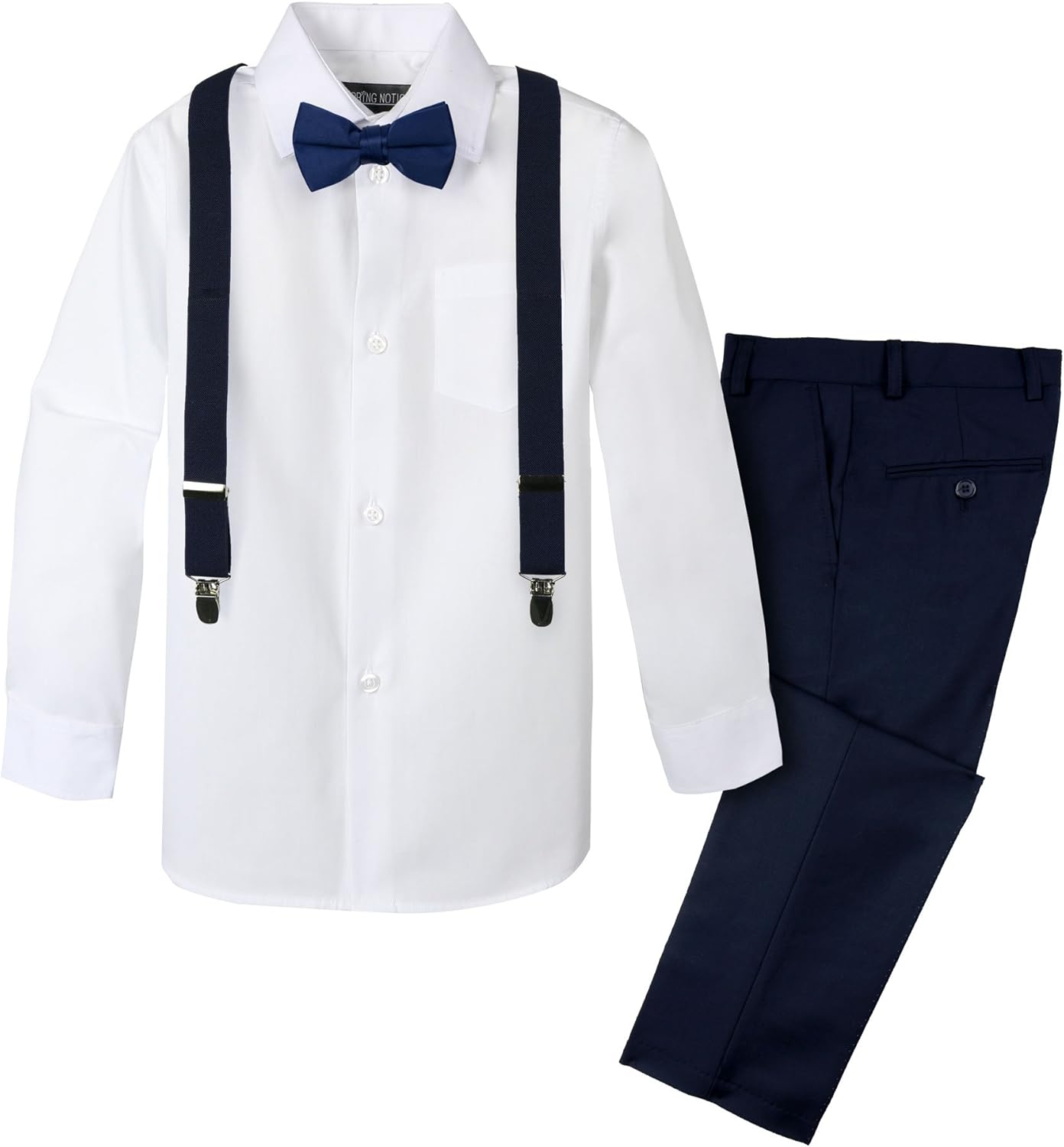 Spring Notion Boys' 4-Piece Suspender Outfit, Customizable Option Available