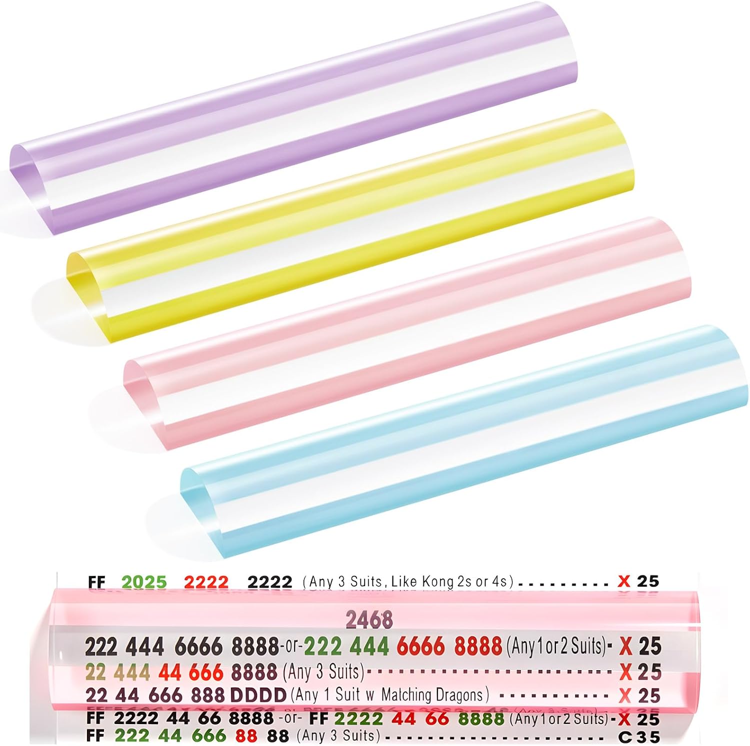 4 Pack Mahjong Line Reader, 2X Magnifying Finder, Multicolor, Minimalist
