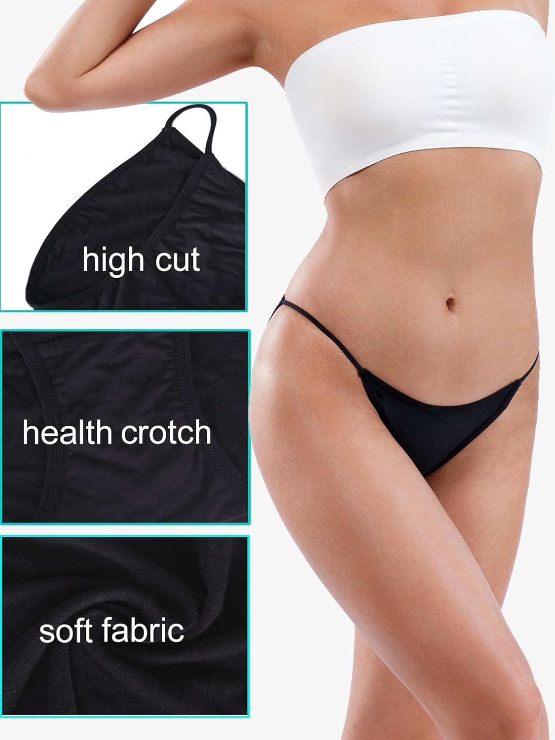 DingLu Women's String Bikini Panties Low Rise Underwear High Cut Cheeky Panties XS-XL - Image 4