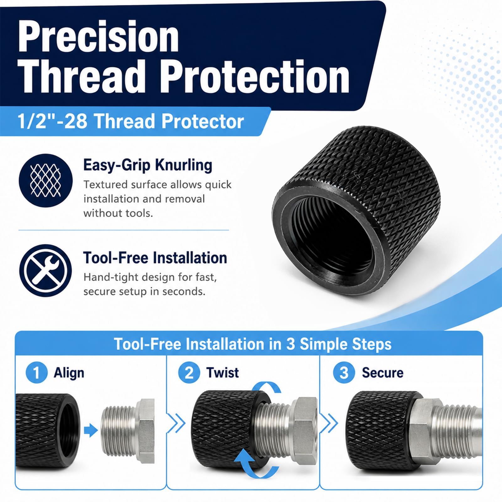 Thread Protectors for .22LR, .223, 5.56 - CNC Steel -8 Thread Protectors for .22LR, .223, 5.56 - CNC Steel -8