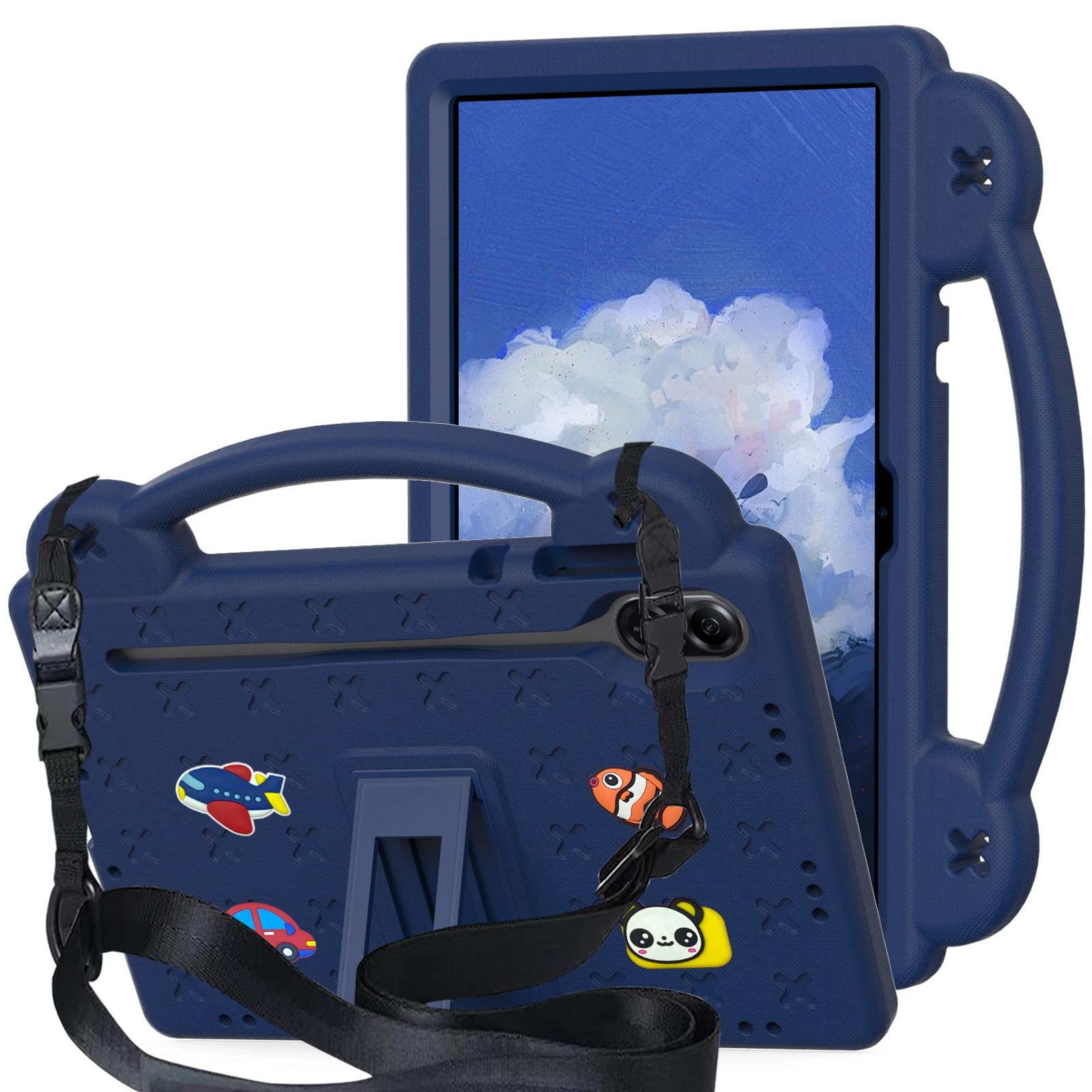 Compatible with Honor Pad X8a 2024/Pad X9 11 inch 2024/Infinix Xpad 11 inch X1101 2024 Tablet Case, Kids Shockproof Protective Case with Shoulder Strap & Stand Handle Navy Blue Honor Pad X8a 2024/Xpad 11 inch 2024 Navy Blue