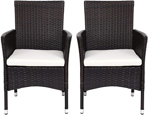 COSTWAY Sillón de patio para exteriores, moderno, mimbre de ratán de polietileno, juego de sofá W (mezcla marrón con 2 fundas de cojín), marrón,