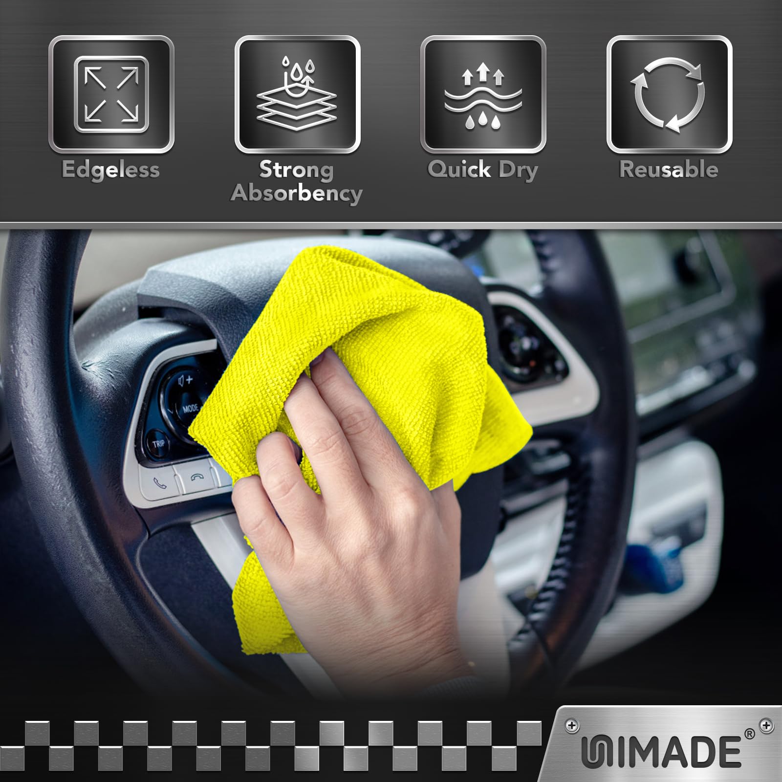 UNIMADE Paños de limpieza de microfibra, 200 unidades reutilizables, trapos de limpieza de microfibra a granel, sin pelusas, toalla de limpieza para coche, cocina, automóvil, bar, mecánico
