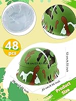 Vista 2 de Paquete de 48 cascos del ejército para niños, sombreros de camuflaje de plástico, gorras de disfraz de soldado para niños, accesorios de disfraces