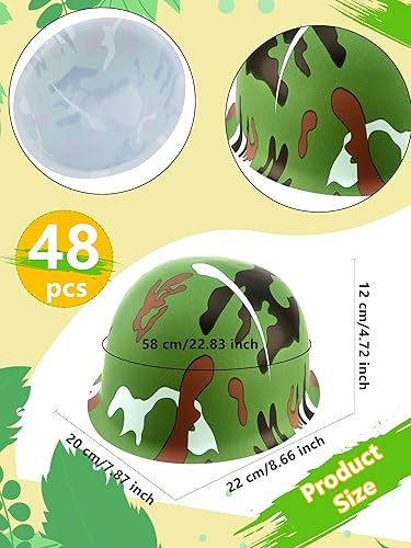 Miniatura 2 de Paquete de 48 cascos del ejército para niños, sombreros de camuflaje de plástico, gorras de disfraz de soldado para niños, accesorios de disfraces