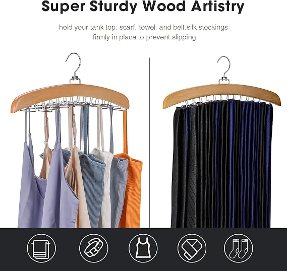 Tie Hanger 24 Hooks Tie Racks For Men Closet, Tie Rack With Upgraded 360Rotating,Tie Hangers For Men,Tank Top Hanger,Neck Tie organizer,Belts Scarves Accessories for Bras,Tank Tops,Camisoles...