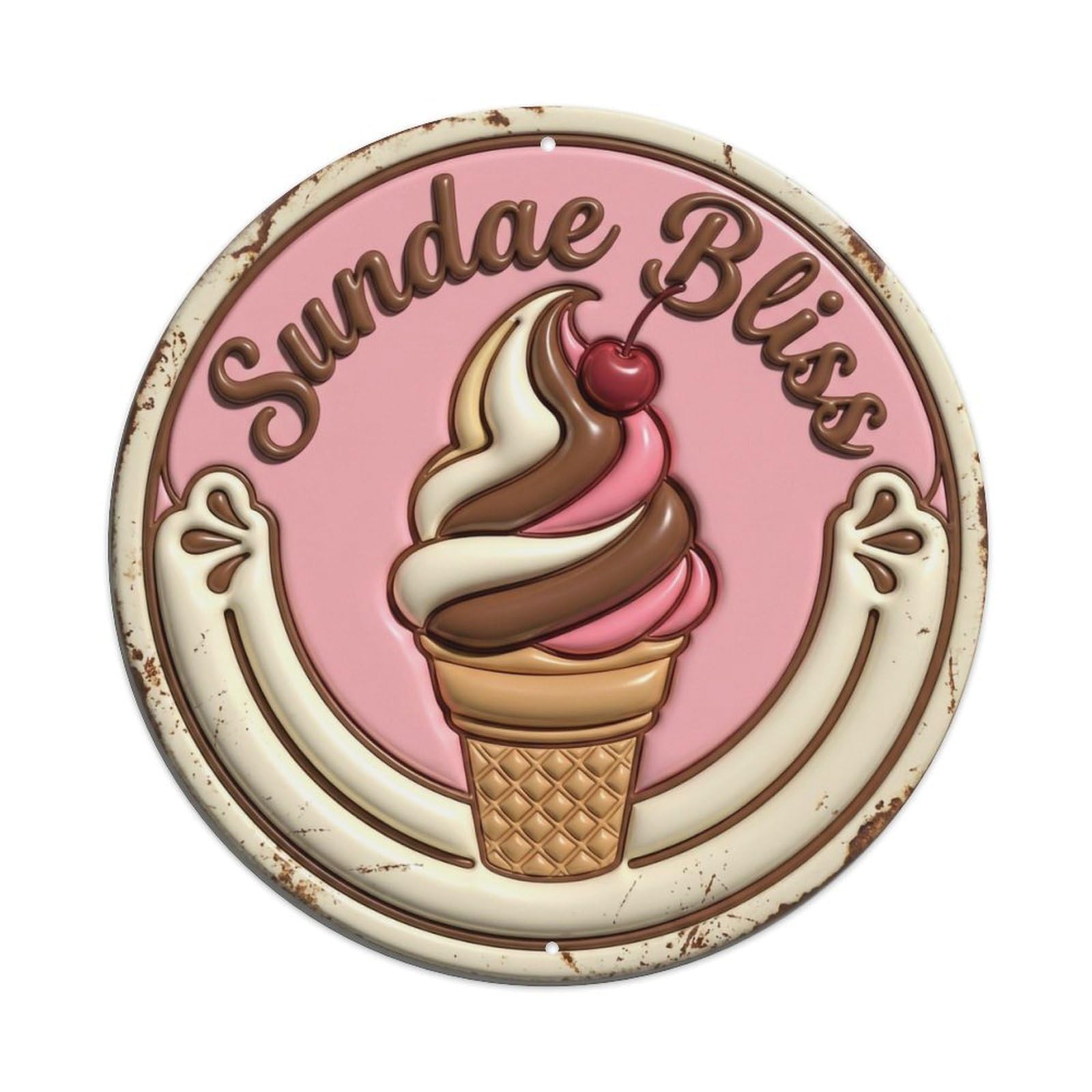 Sundae Bliss Cone Vintage Metal Tin Sign