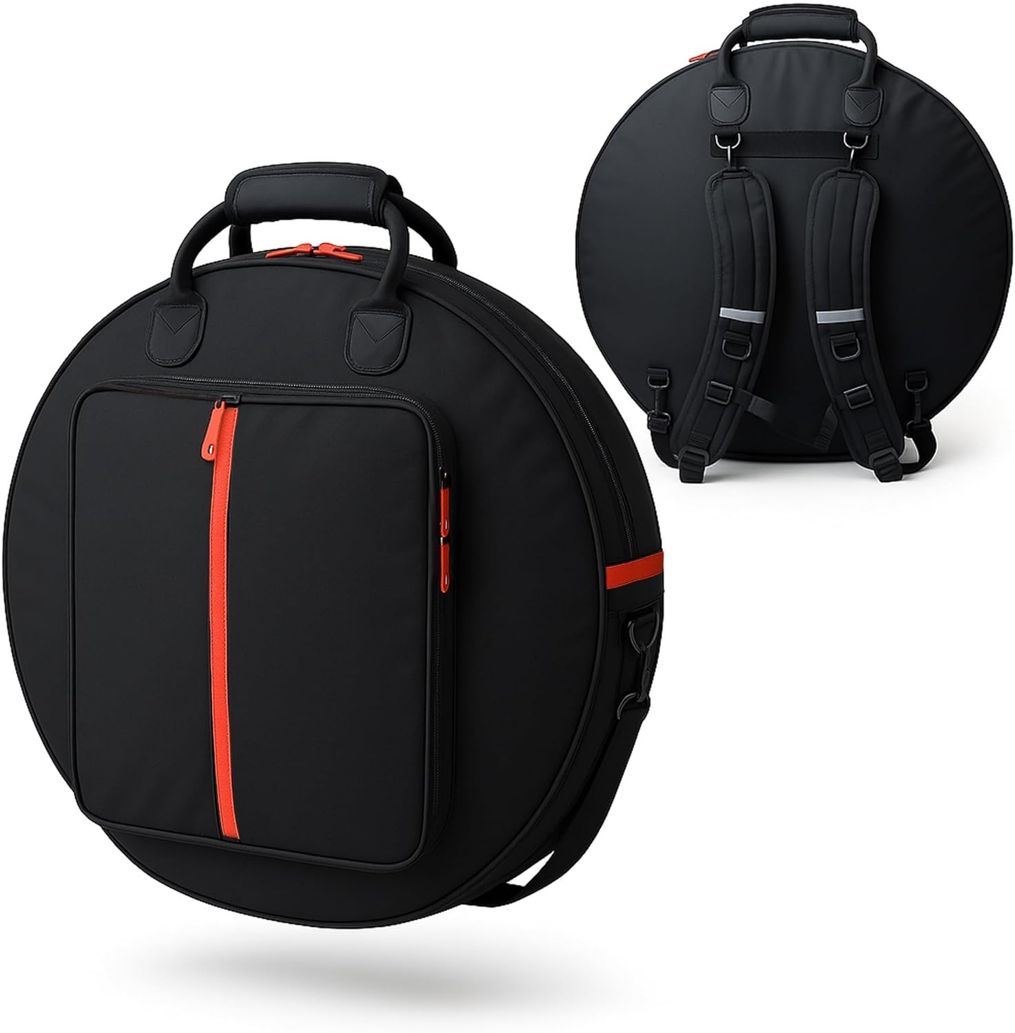 Professional 24" Cymbal Bag 6- Pack with Padded Dividers - Puncture-Resistant Bottom, with Commercial YKK Zippers with drums sticks, accessories pocket (Rucksack)