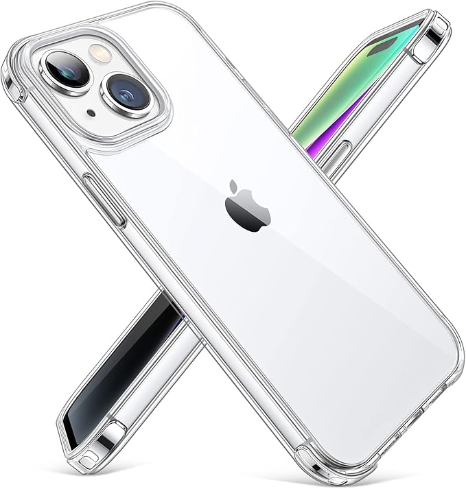 CANSHN Clear für iPhone 13 Hülle/iPhone 14 Hülle Durchsichtig Stoßfeste Schutzhülle Hard PC Back