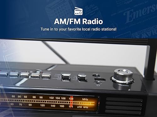 Miniatura 4 de Emerson EPB-3004 Reproductor de CD portátil con radio AM/FM, memoria programable de 20 pistas, altavoces de alto rendimiento, conector de entrada