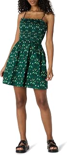 Amazon Essentials Women's Regular-Fit Cotton Sateen Smocked Bodice Midi Dress with Removable Straps, A-line Ruffle