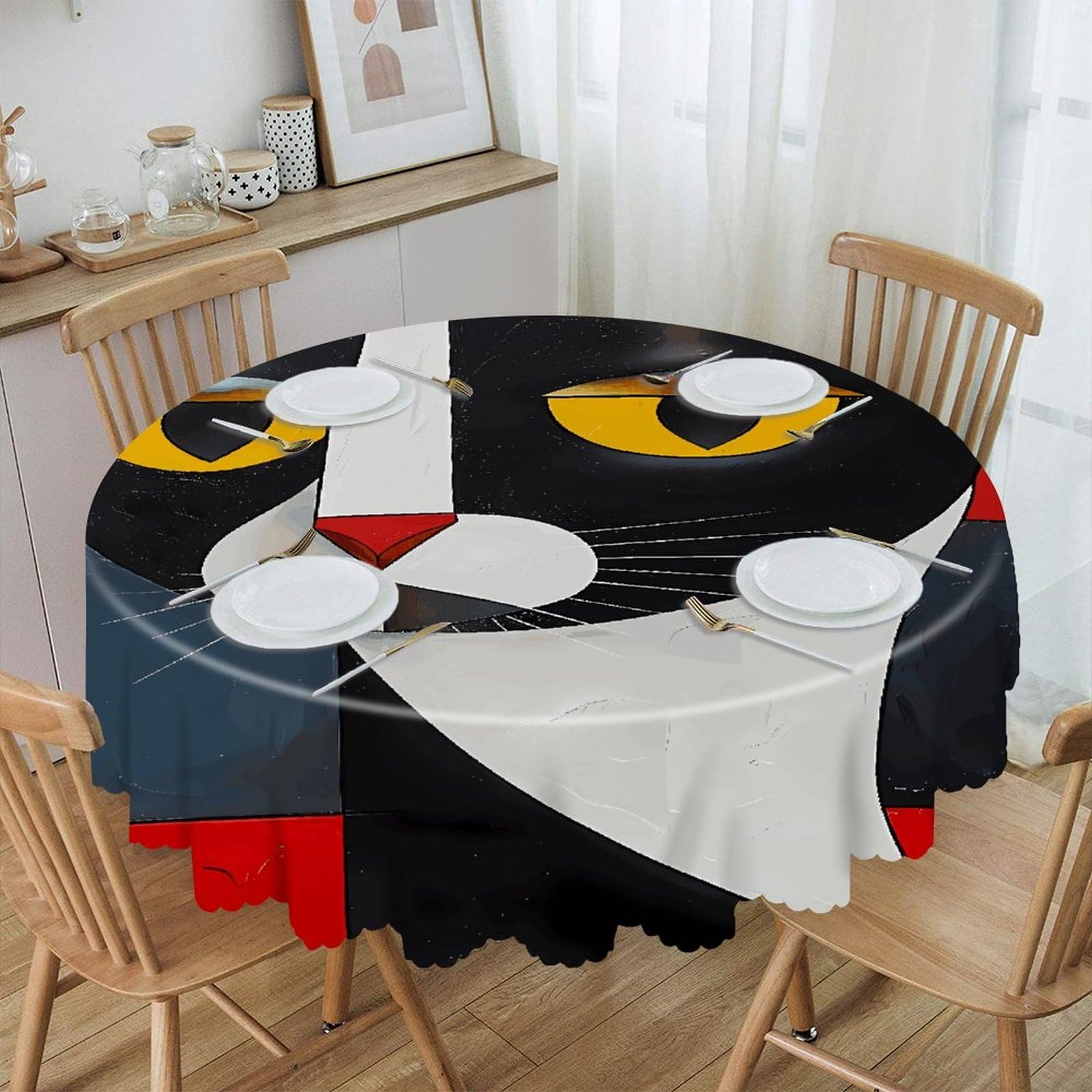 VstaDank Cute Funny Frog Doing Yoga Round Tablecloth Wipeable Round Polyester Tablecloth Waterproof Wrinkle Free Indoor and Outdoor Table Cover 60 Inch Decorative Farmhouse Table Cloth for Dining