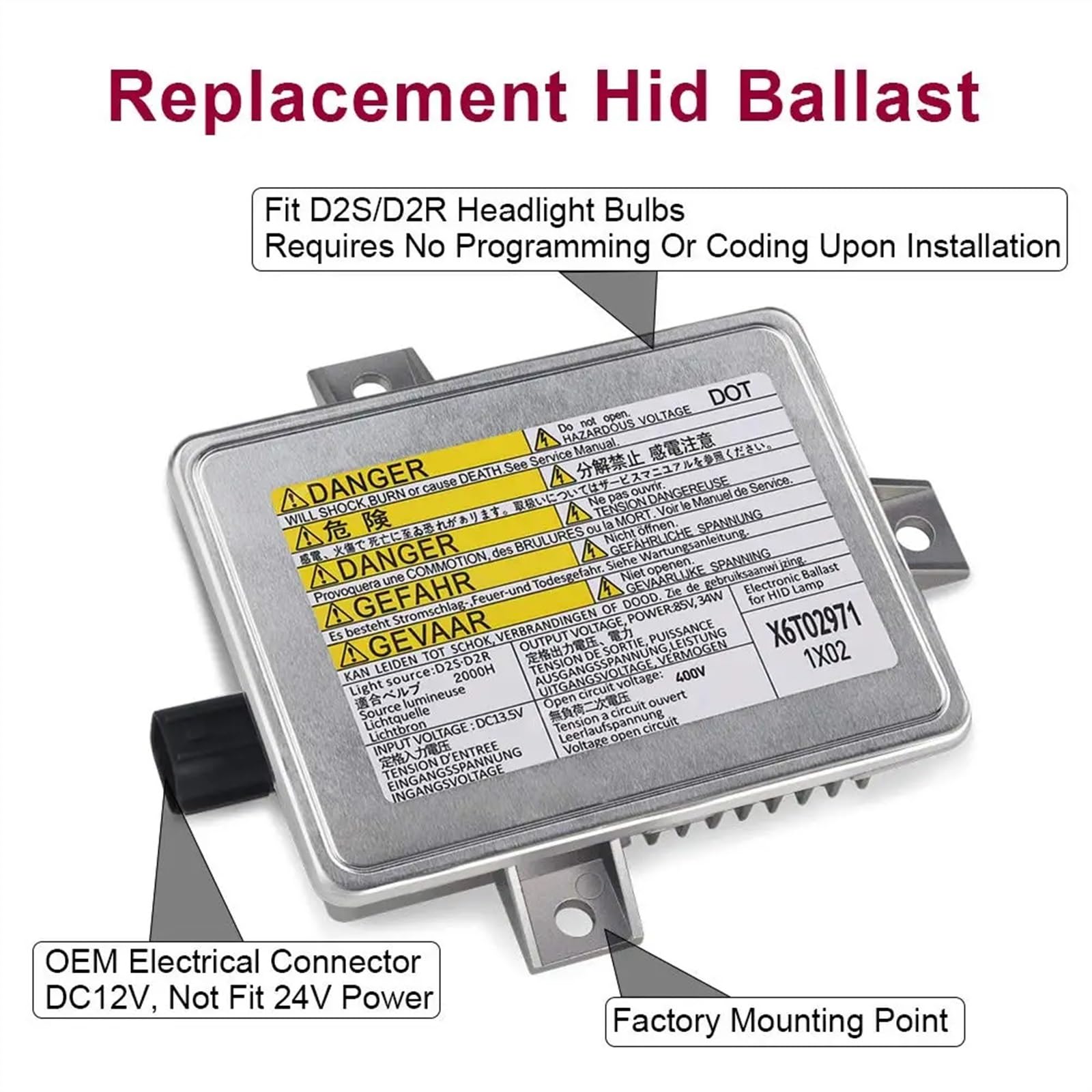 Balastro Centralita Compatible con Mitsubishi para Grandis 2003 2004 2005 2006 2007 2008 2009 2010 2011 Xenón HID Faro Balasto W3T10471 X6T02991 33119-S0K-A10