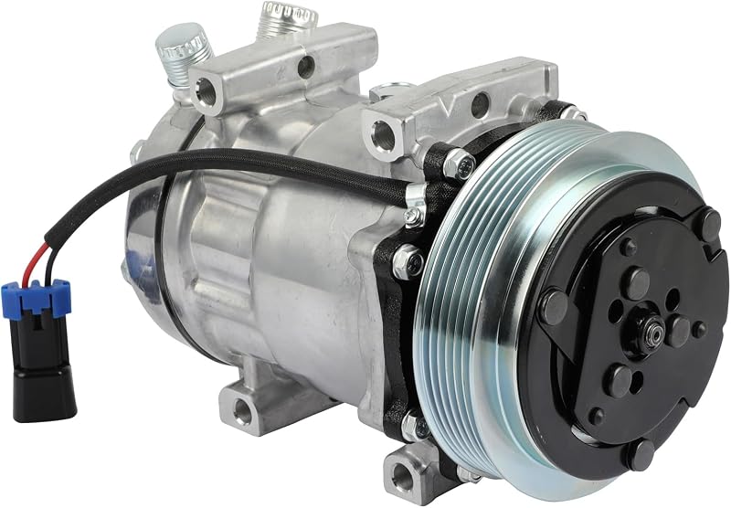 Compressor de ar-condicionado ECCPP SD7H15 com embreagem para Caterpillar, Freightliner, Kenworth, Mack e Peterbilt – 1 unidade