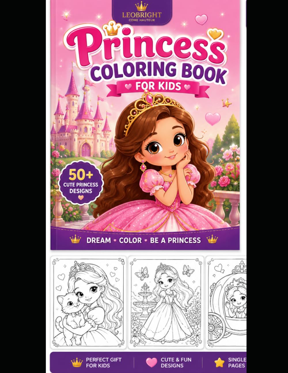 PRINCESS COLORING BOOK FOR KIDS: CUTE CARTOON PRINCESS TO COLOR AND ENJOY
