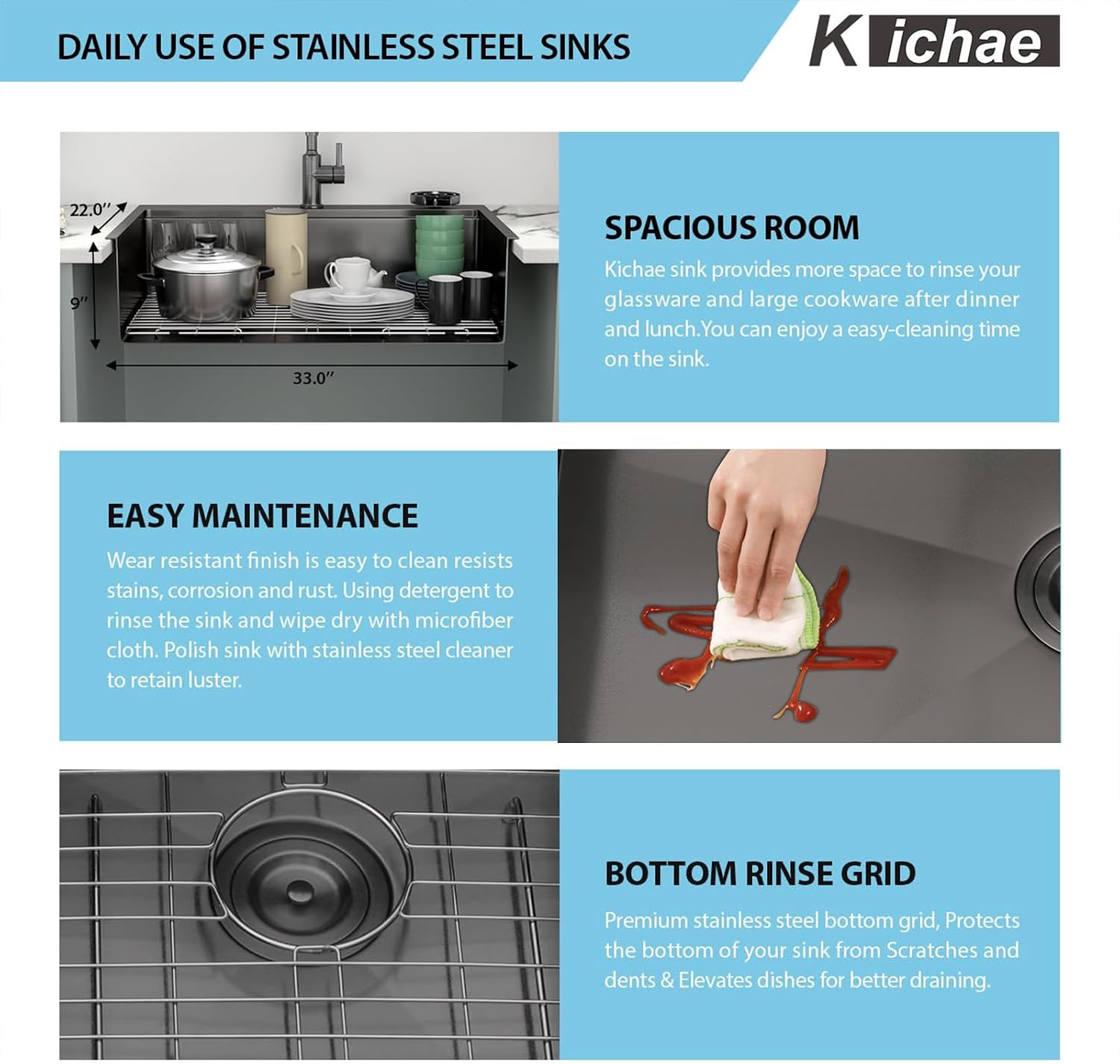 33 Black Drop In Kitchen Sink - Kichae 33 x 22 Drop In Kitchen Sink Workstation Gunmetal Black Nano Coating 304 Stainless Steel 16 Gauge with Glass Rinser & Cutting Board