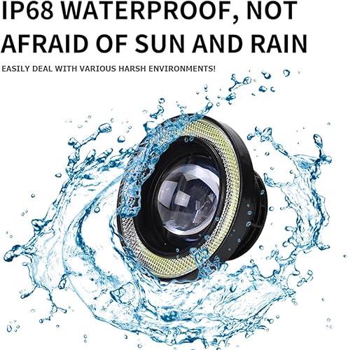 Miniatura 3 de 2 luces antiniebla de ojo de ángel para automóvil, lámpara LED COB redonda de alta potencia brillante con anillos de ojo de ángel de halo blanco