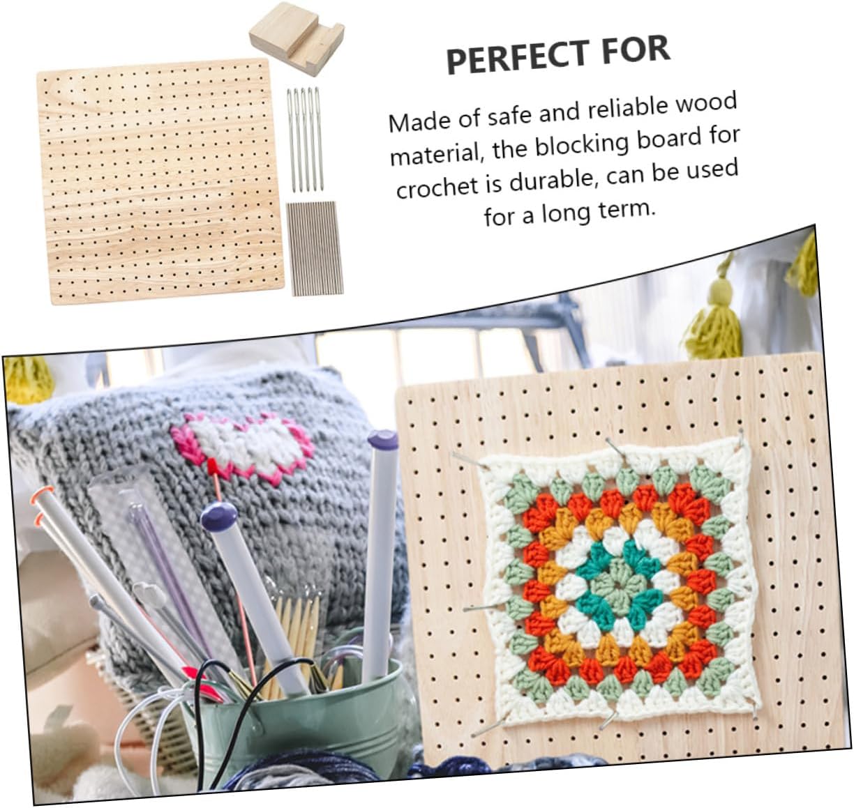 BEBEMOKO Wooden Blocking Board for Knitting and Crocheting Durable Comfortable and Practical for DIY Projects for Beginners and Craft Enthusiasts